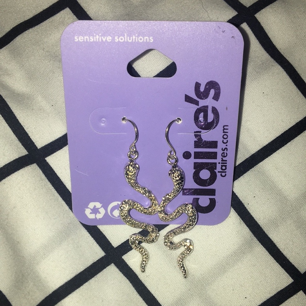 Silver snake earrings